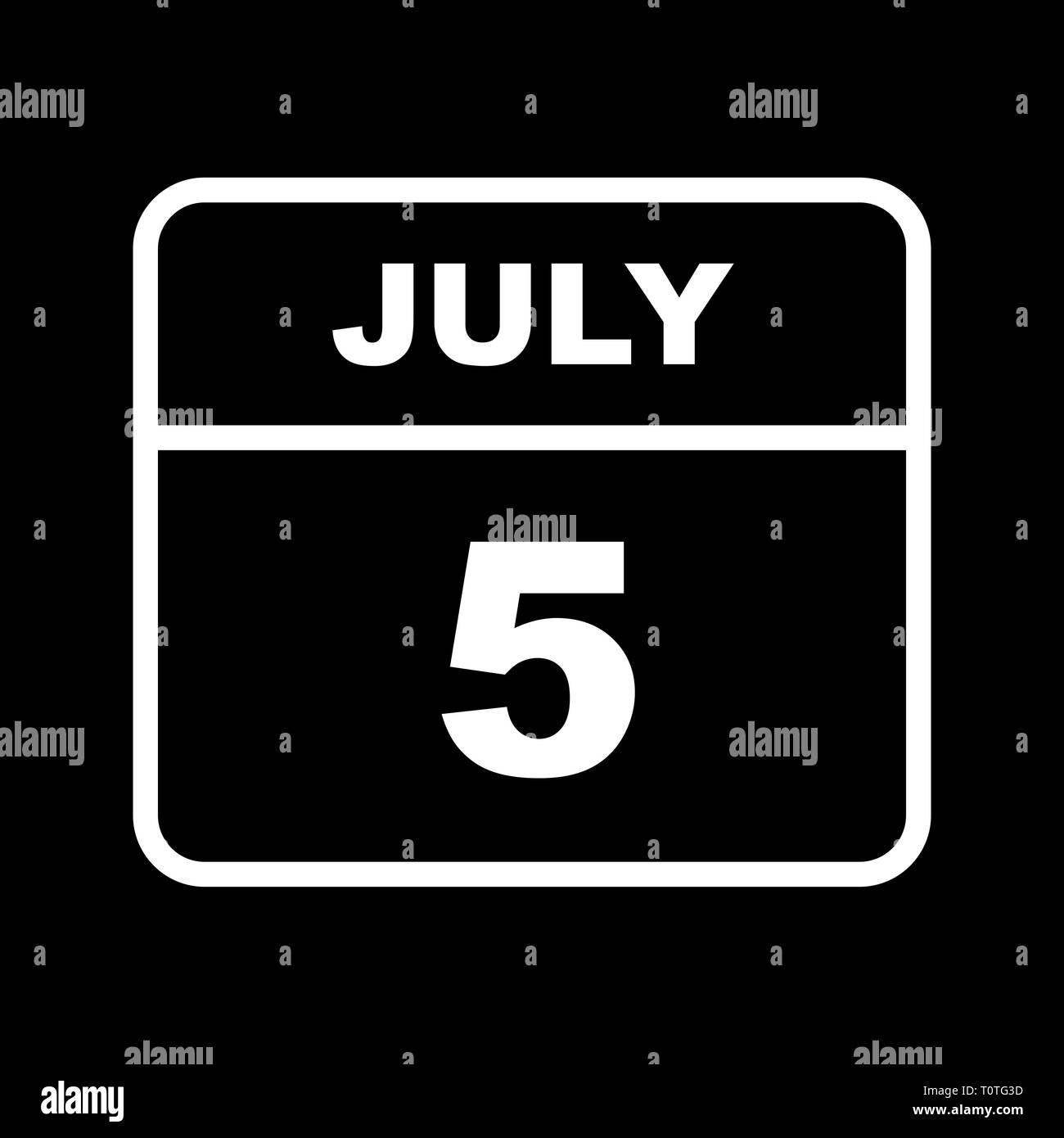 July 5th Date on a Single Day Calendar Stock Photo Alamy