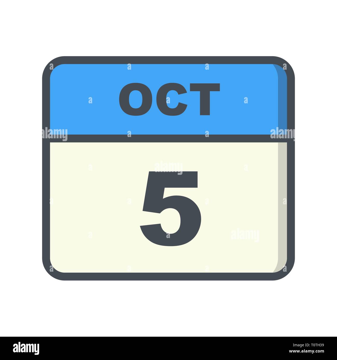 October 5th Date on a Single Day Calendar Stock Photo Alamy