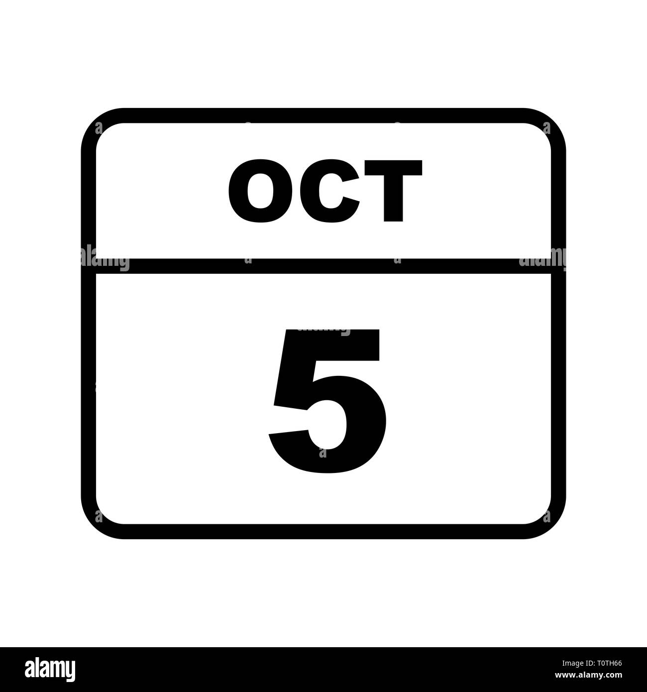 October 5th Date on a Single Day Calendar Stock Photo Alamy