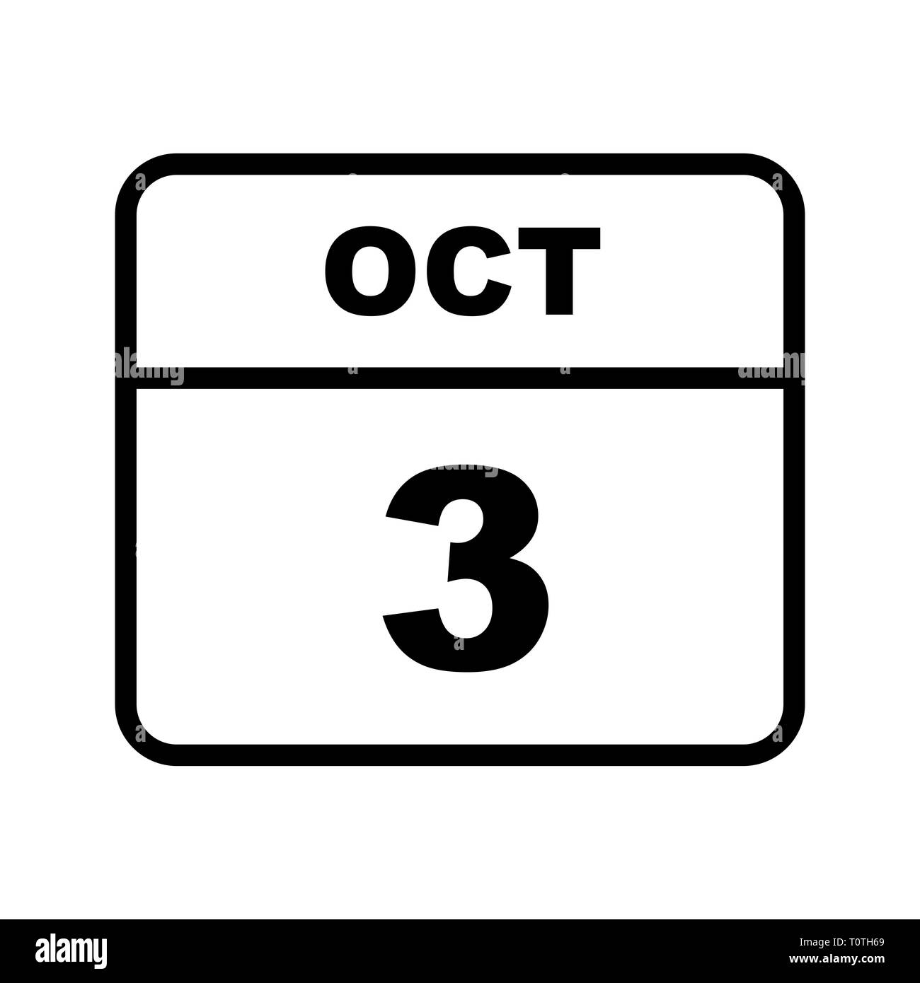 October 3rd Date on a Single Day Calendar Stock Photo Alamy