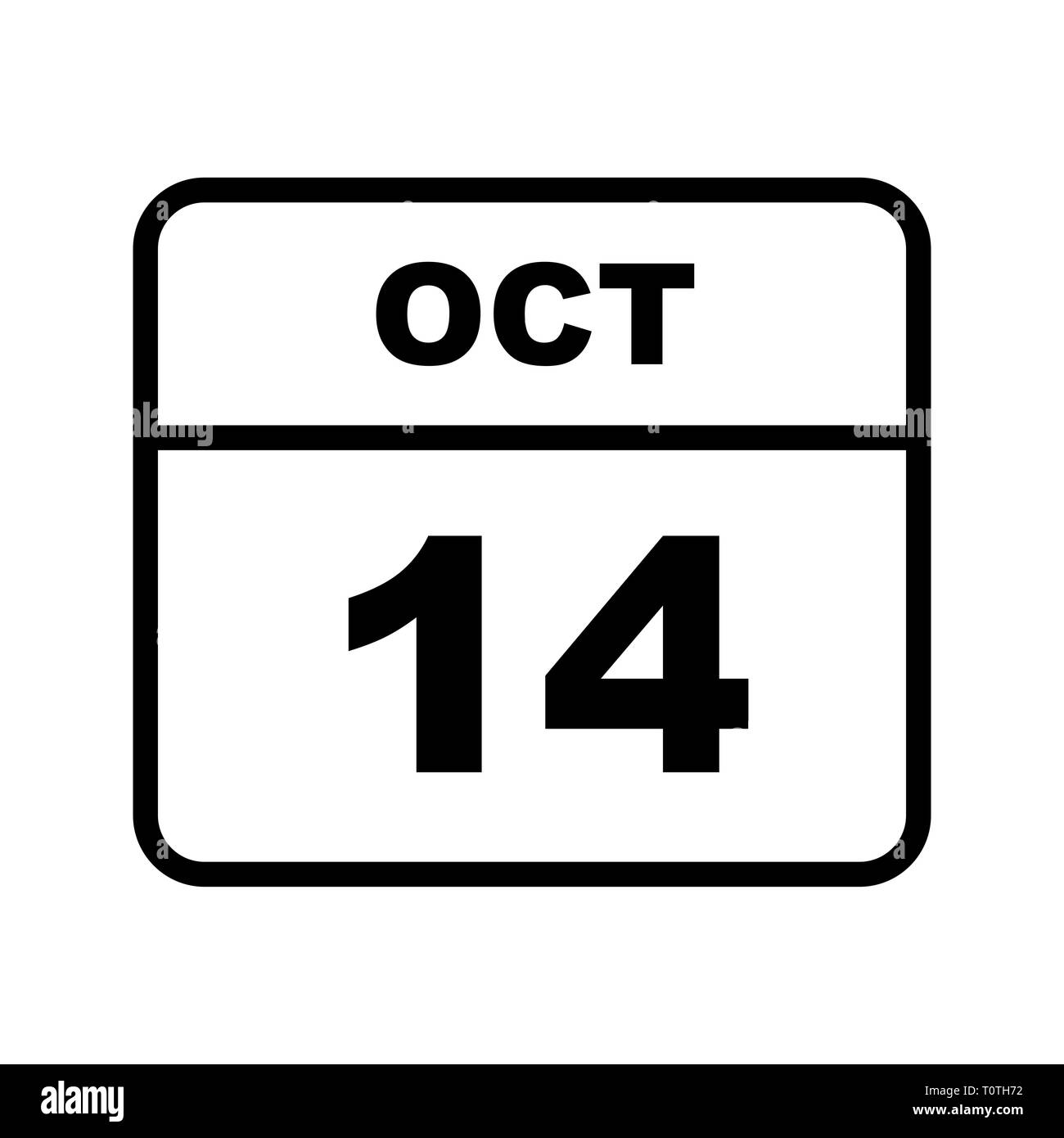 October 14th Date on a Single Day Calendar Stock Photo Alamy