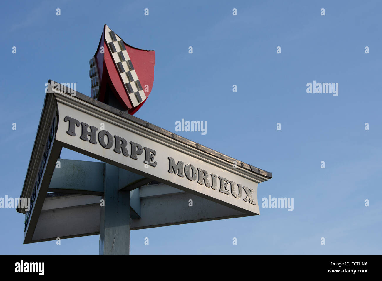 Thorpe Morieux village sign Stock Photo Alamy