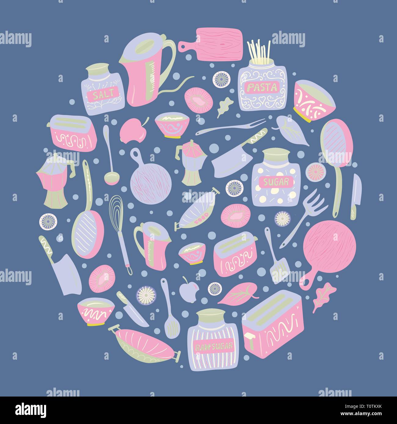 Hand drawn kitchen utensils and appliances set Stock Vector Image & Art ...