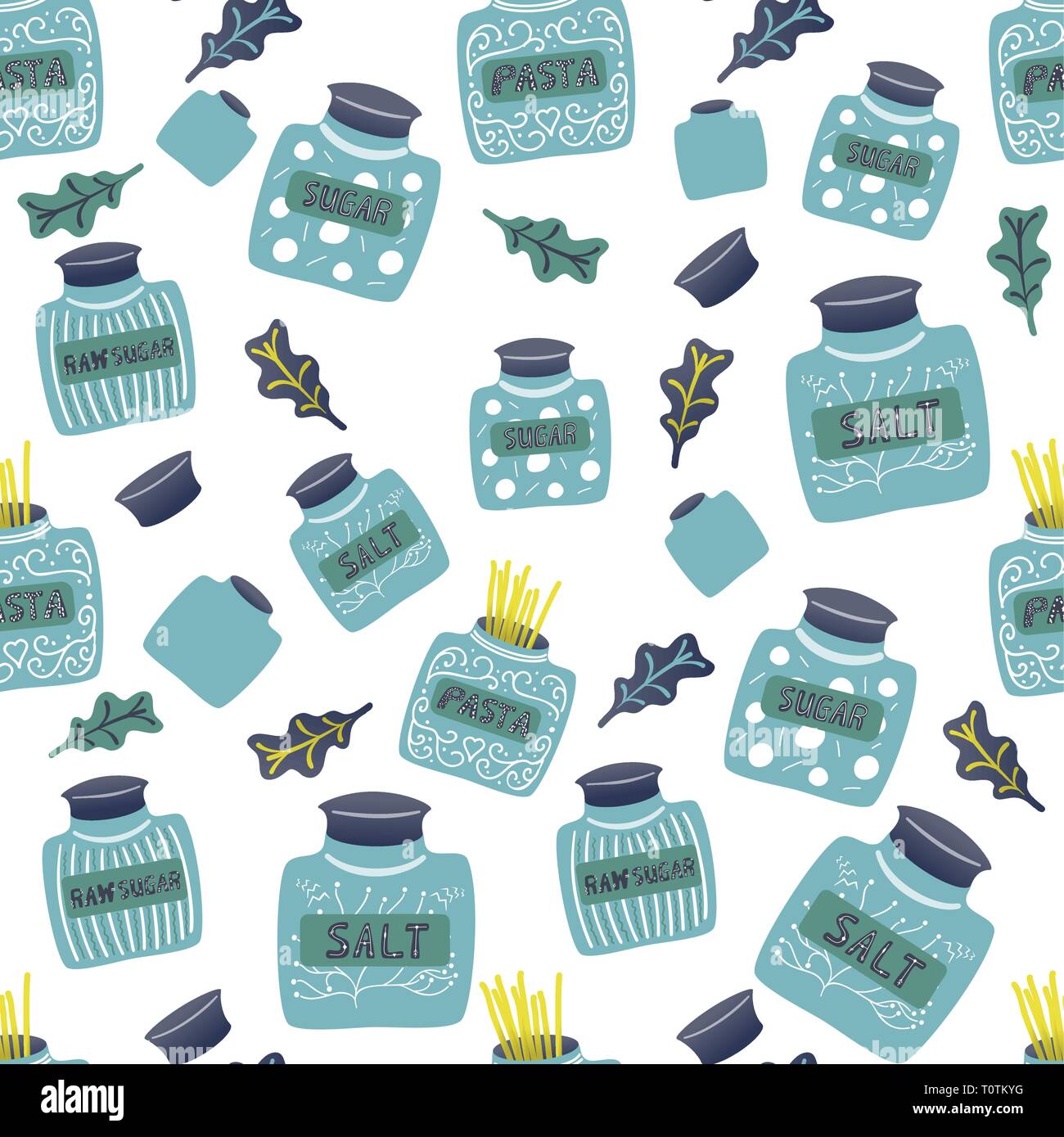 Seamless pattern of kitchen stuff - hand drawn illustration Stock Vector