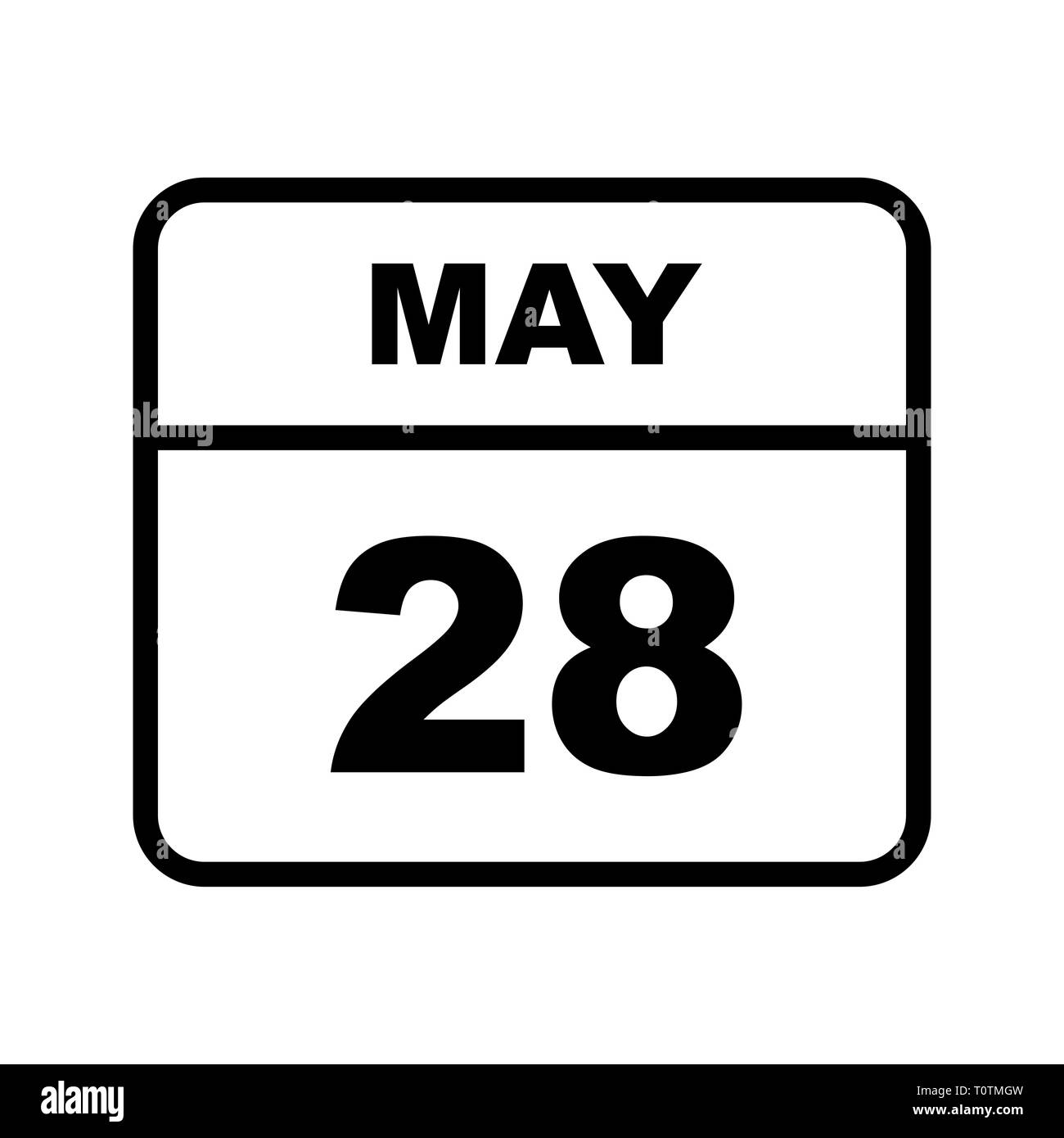 May 28th Date on a Single Day Calendar Stock Photo Alamy