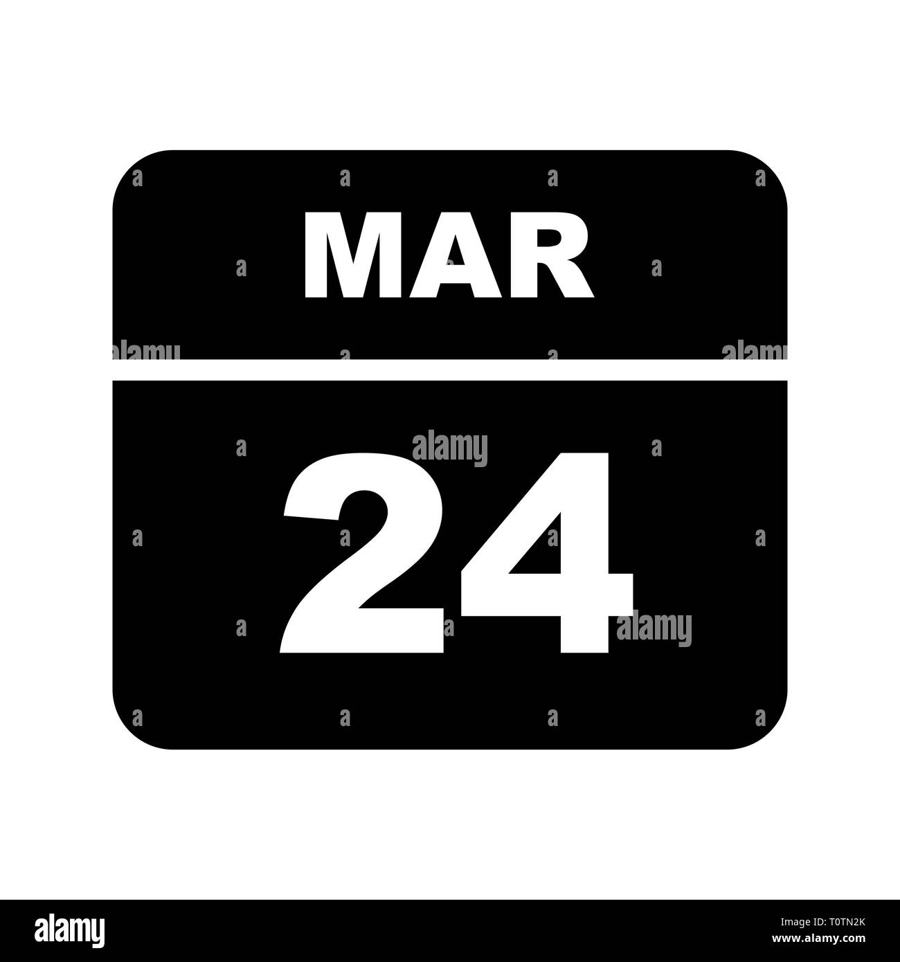 March 24th Date on a Single Day Calendar Stock Photo