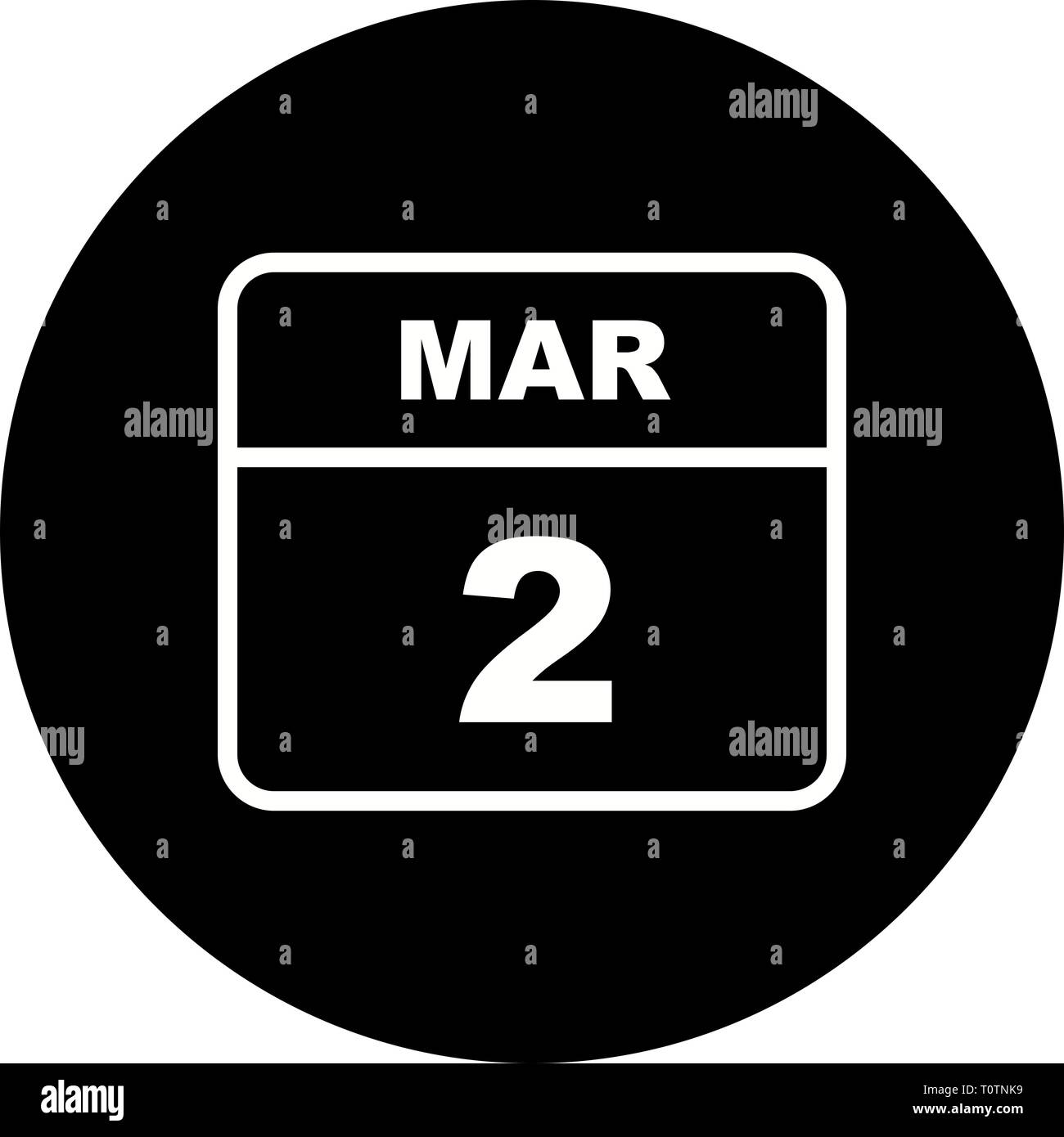 March 2nd Date on a Single Day Calendar Stock Photo Alamy