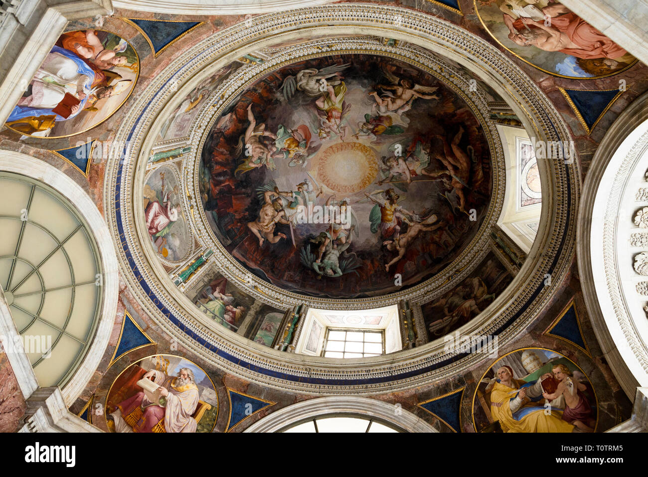 Seven Devils Painted On The Dome Of The Chapel In The House Of Saint Pius V Vatican City Rome Depicts A Raging Battle Between Heaven And Hell Stock Photo Alamy