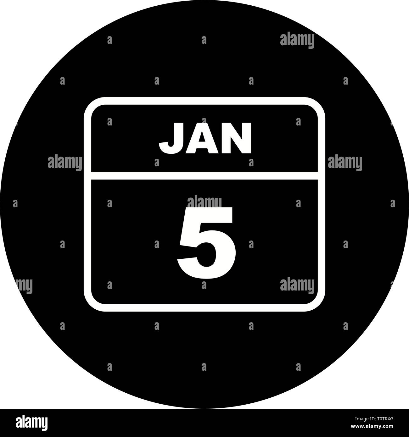 January 5th Date on a Single Day Calendar Stock Photo Alamy