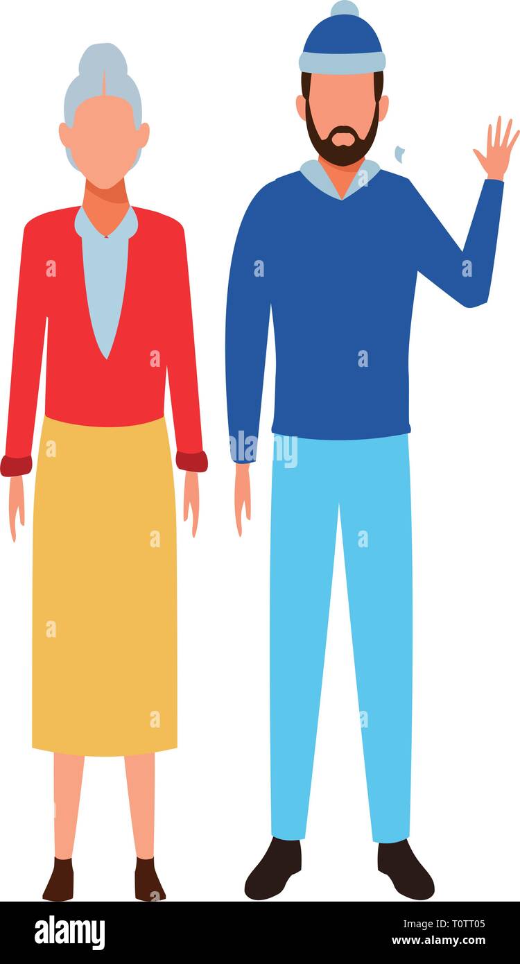 old woman and young man avatar Stock Vector Image & Art - Alamy