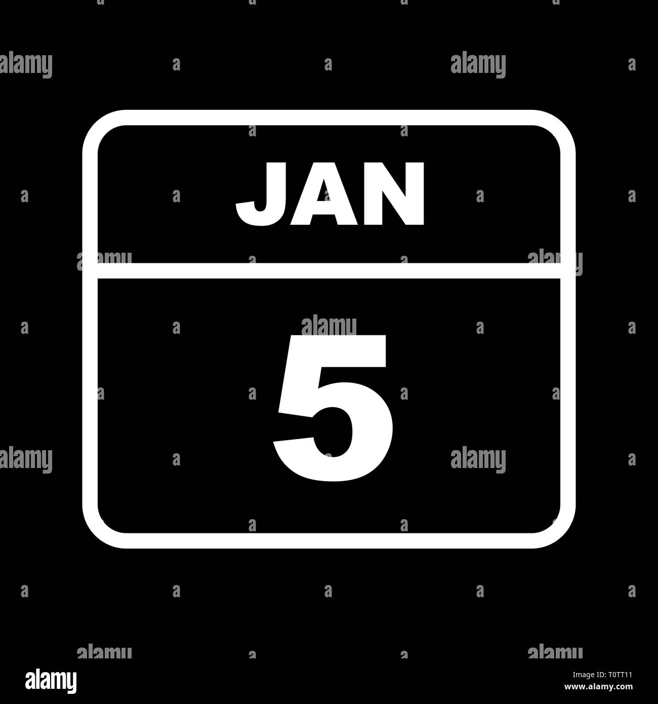 January 5th Date on a Single Day Calendar Stock Photo Alamy