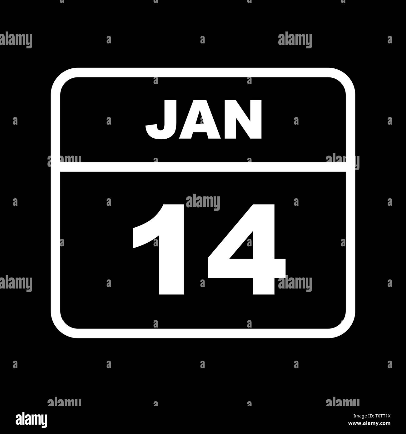 January 14th Date on a Single Day Calendar Stock Photo Alamy