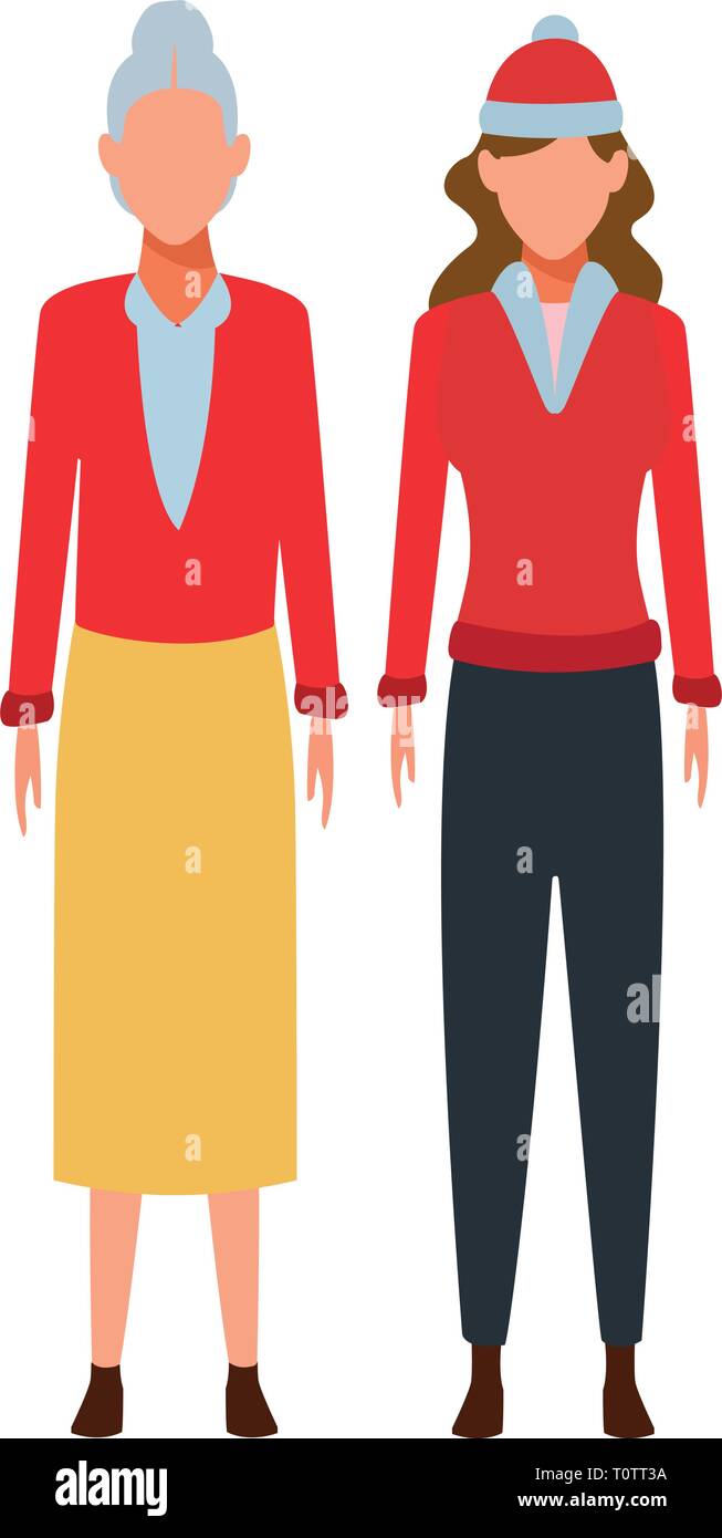 old woman and young woman avatar Stock Vector Image & Art - Alamy