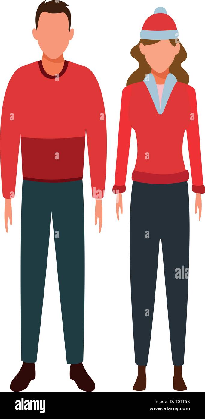 couple avatar wearing winter clothes Stock Vector Image & Art - Alamy