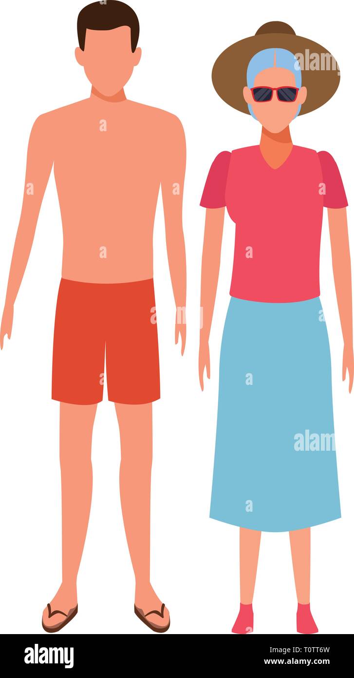 old woman and young man avatar Stock Vector Image & Art - Alamy