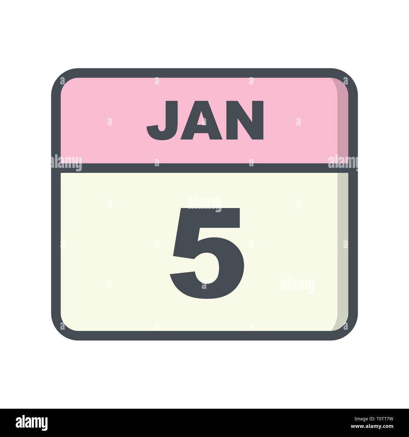 January 5th Date on a Single Day Calendar Stock Photo Alamy