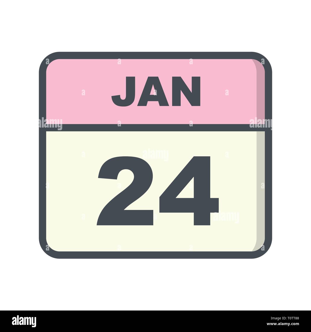 January 24th Date on a Single Day Calendar Stock Photo