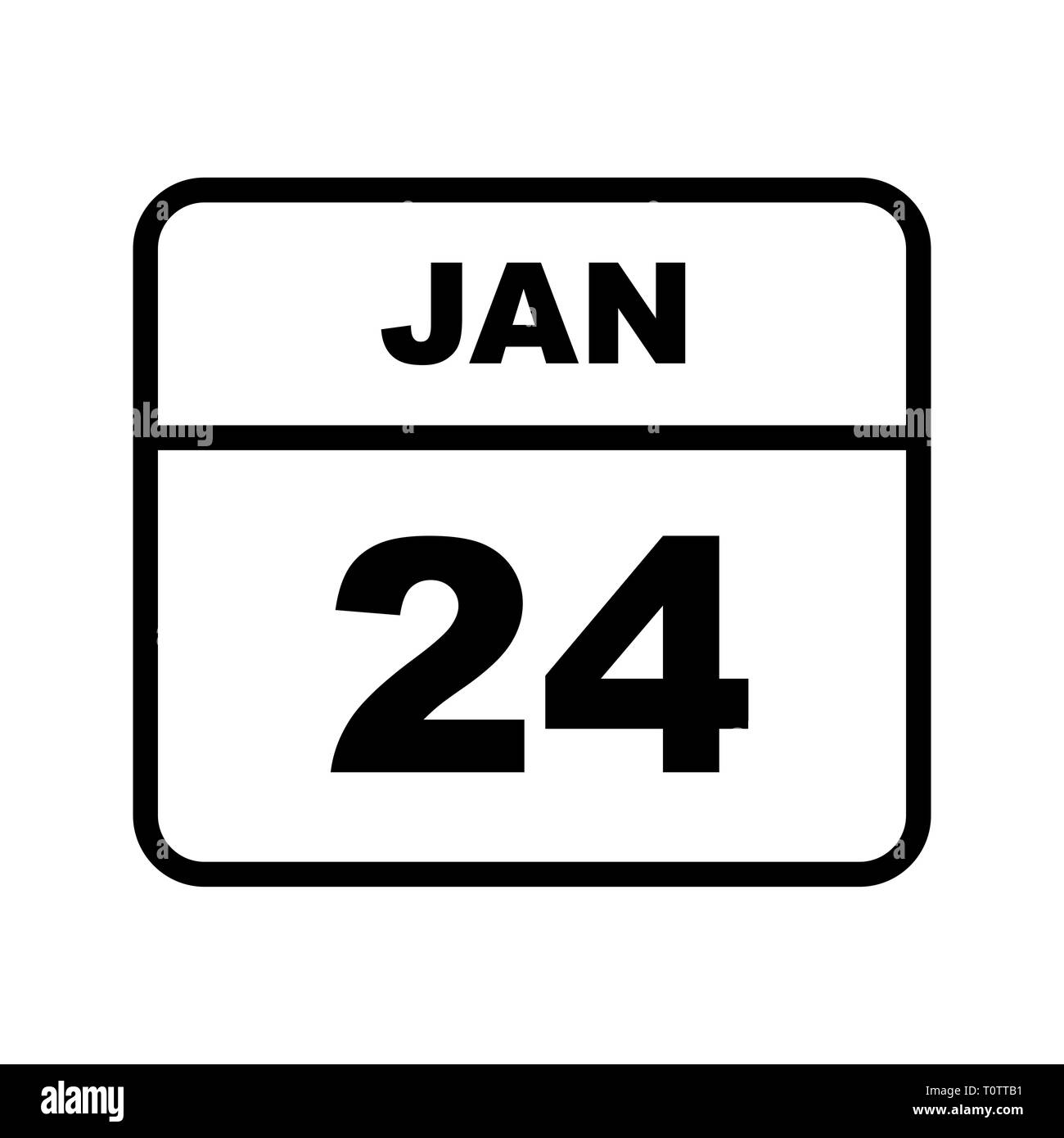 January 24th Date on a Single Day Calendar Stock Photo