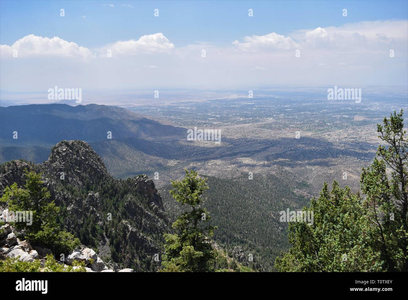 Beautiful view from the peak of Sandia Mountain in Albuquerque New Mexico Stock Photo