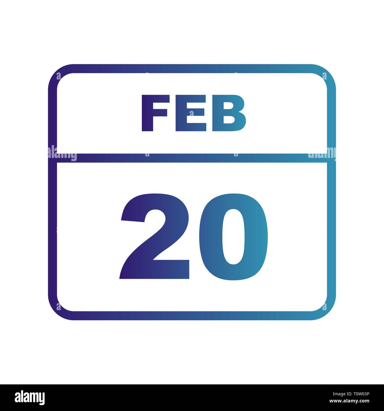 February 20th Date on a Single Day Calendar Stock Photo