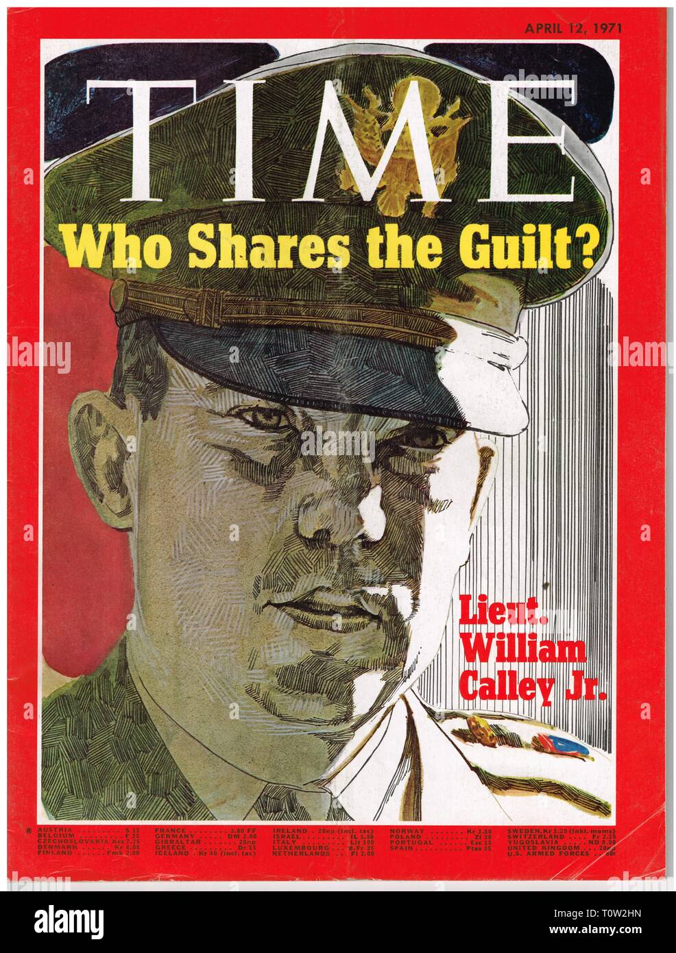 Time Magazine cover, Lieutenant William Calley Jr, April 12th 1971, USA Stock Photo