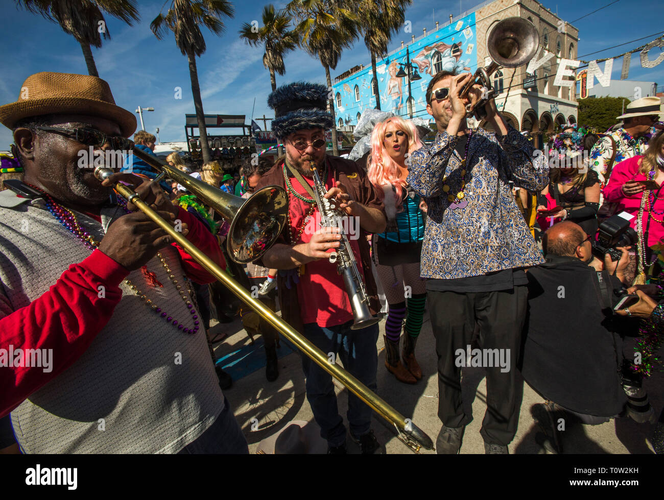 Mardi Gras parade, Venice Beach, Los Angeles, California, USA  2/23/2019 Stock Photo
