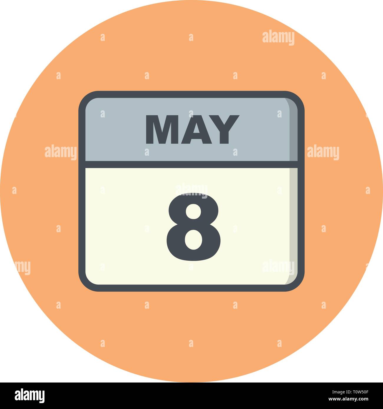 May 8th Date on a Single Day Calendar Stock Photo Alamy