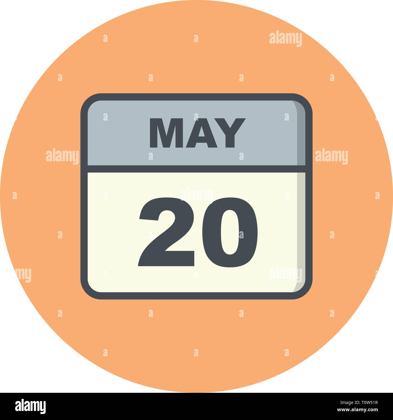 May 20th Date On A Single Day Calendar Stock Photo Alamy