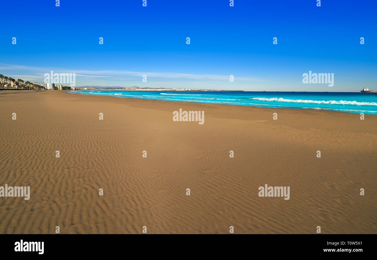 Platja de La Pineda beach in VilaSeca of Tarragona at Catalonia Stock