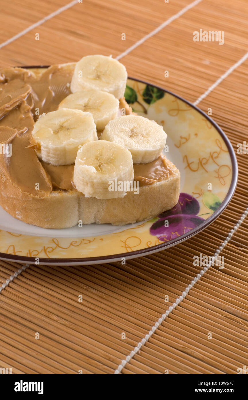 Delicious Creamy Peanut Butter and Bananas Sandwich Stock Photo Alamy