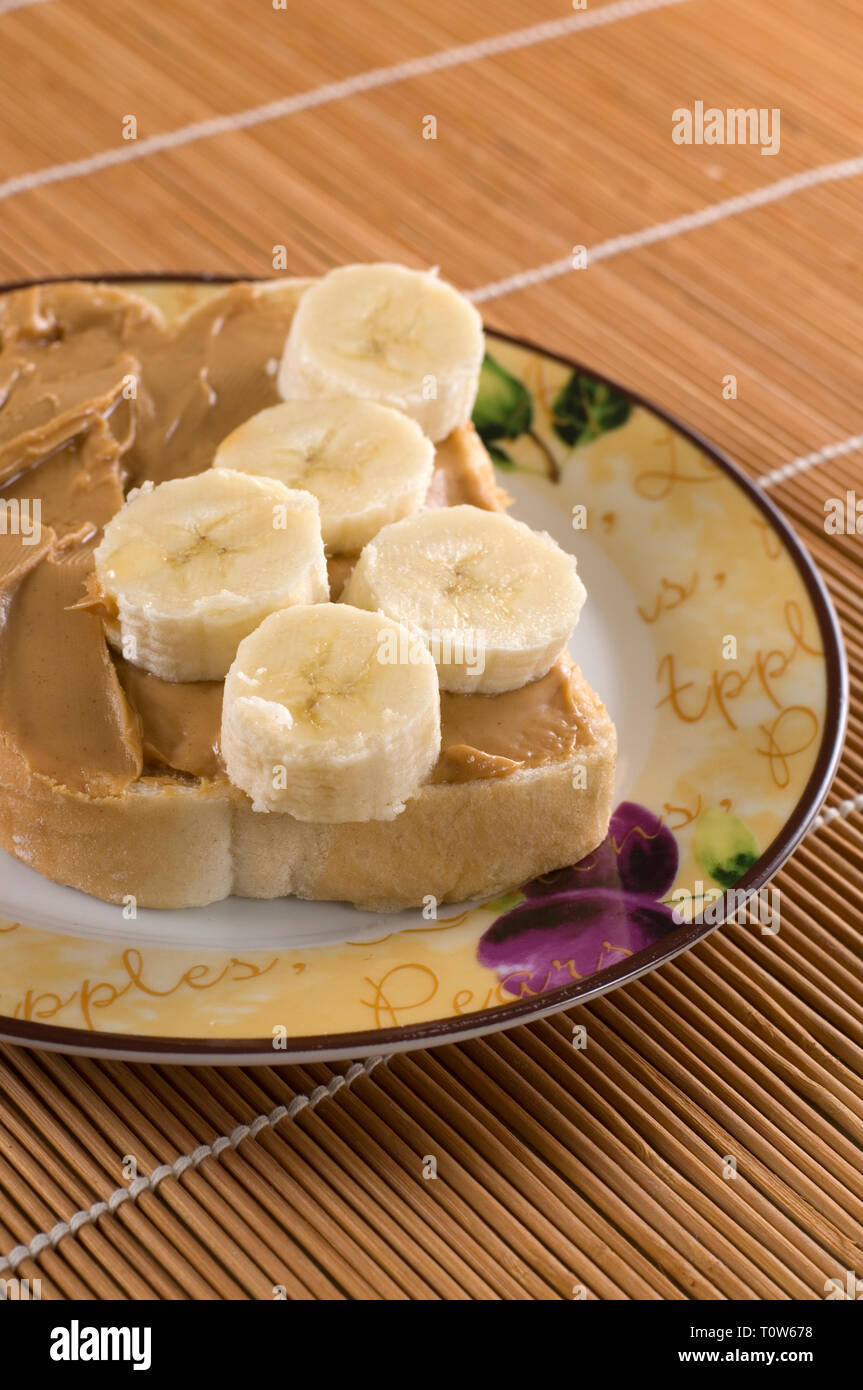 Delicious Creamy Peanut Butter and Bananas Sandwich Stock Photo Alamy