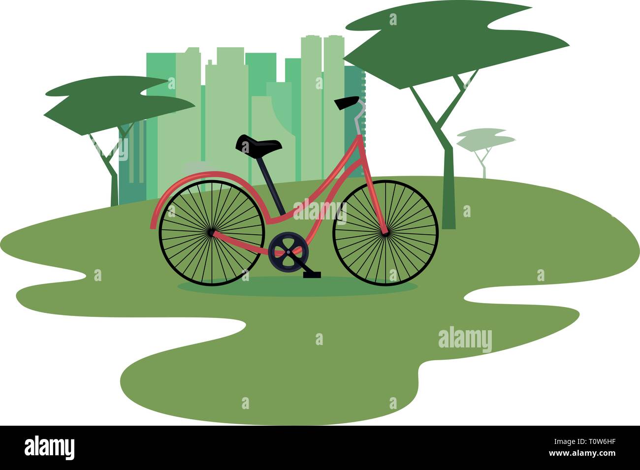 bicycle in the park city vector illustration Stock Vector Image & Art ...