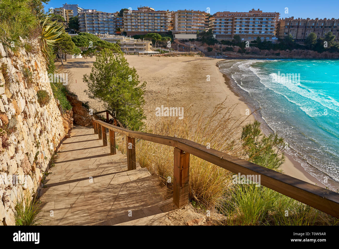 Salou Platja Capellans beach in Tarragona of Catalonia Stock Photo