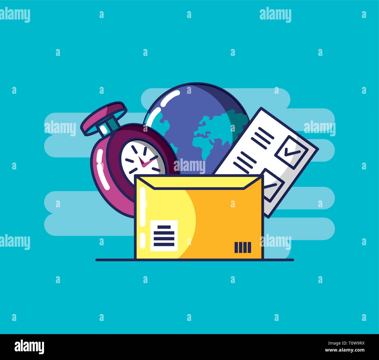 delivery service envelope and icons vector illustration design Stock Vector