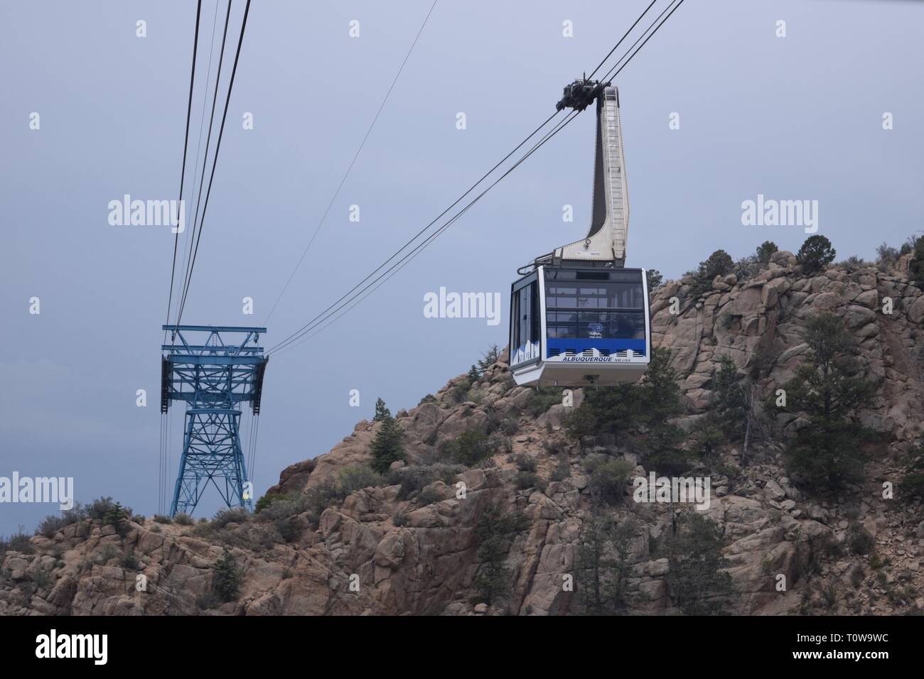 The Sandia Peak tramway in Albuquerque NM Stock Photo