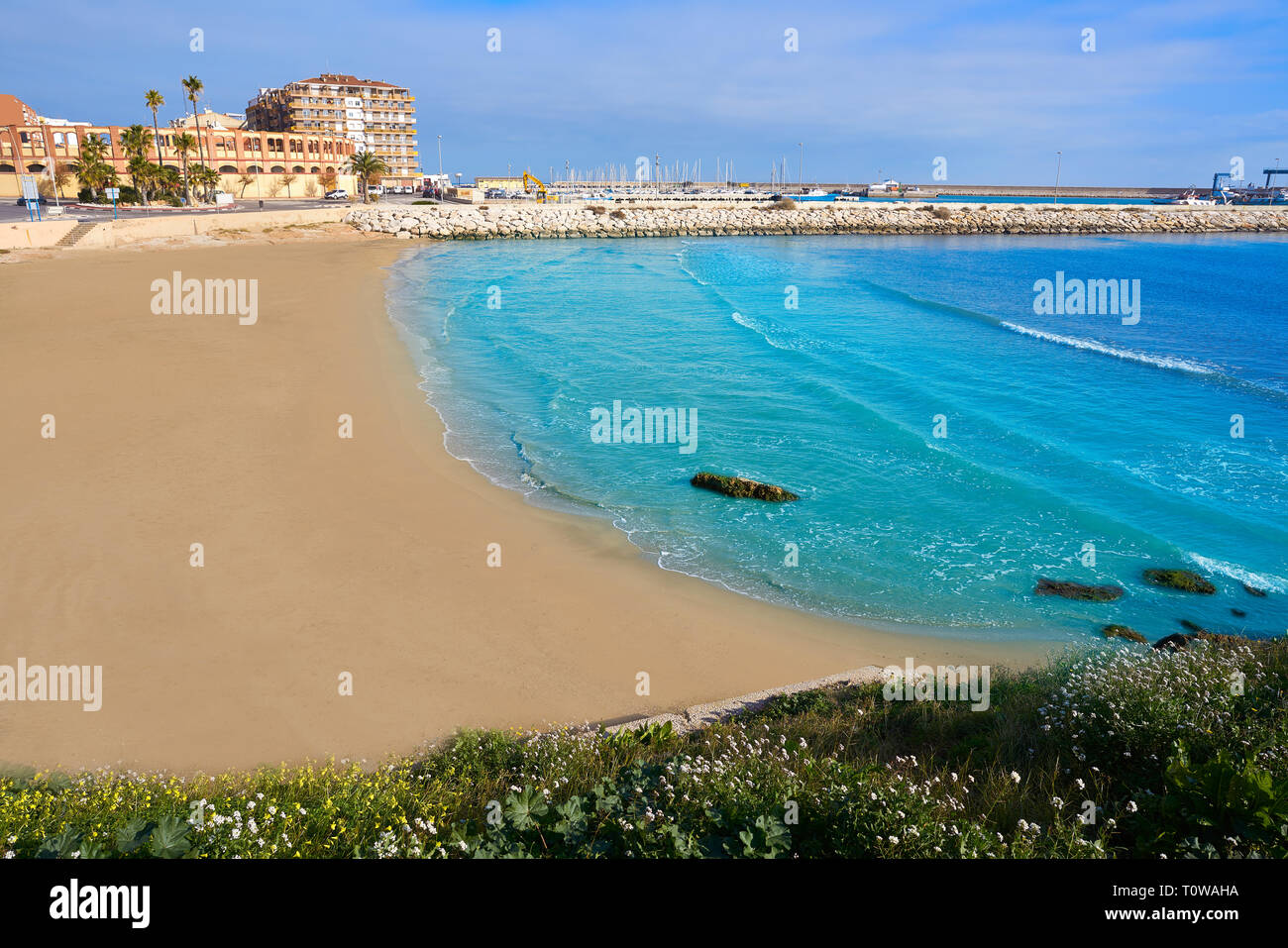 Vinaroz Playa del Clot beach in Castellon of Spain also Vinaros Stock Photo