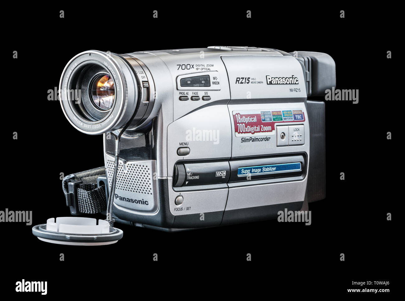 Korolev, Russia - March 20, 2019: Old vhs Panasonic video camera isolated  on black background Stock Photo - Alamy
