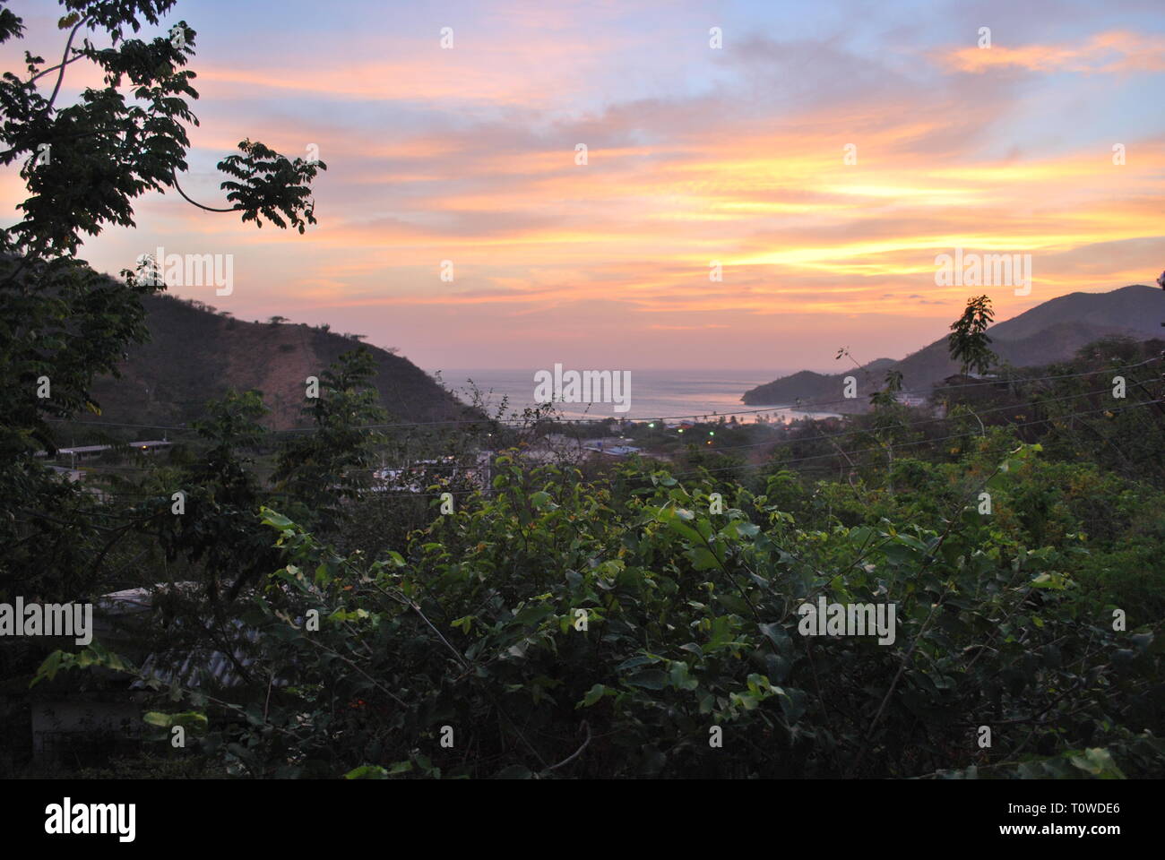 Evening, Taganga Bay, near Santa Marta, deparrtment of Magdalena, north coast of Colombia Stock Photo