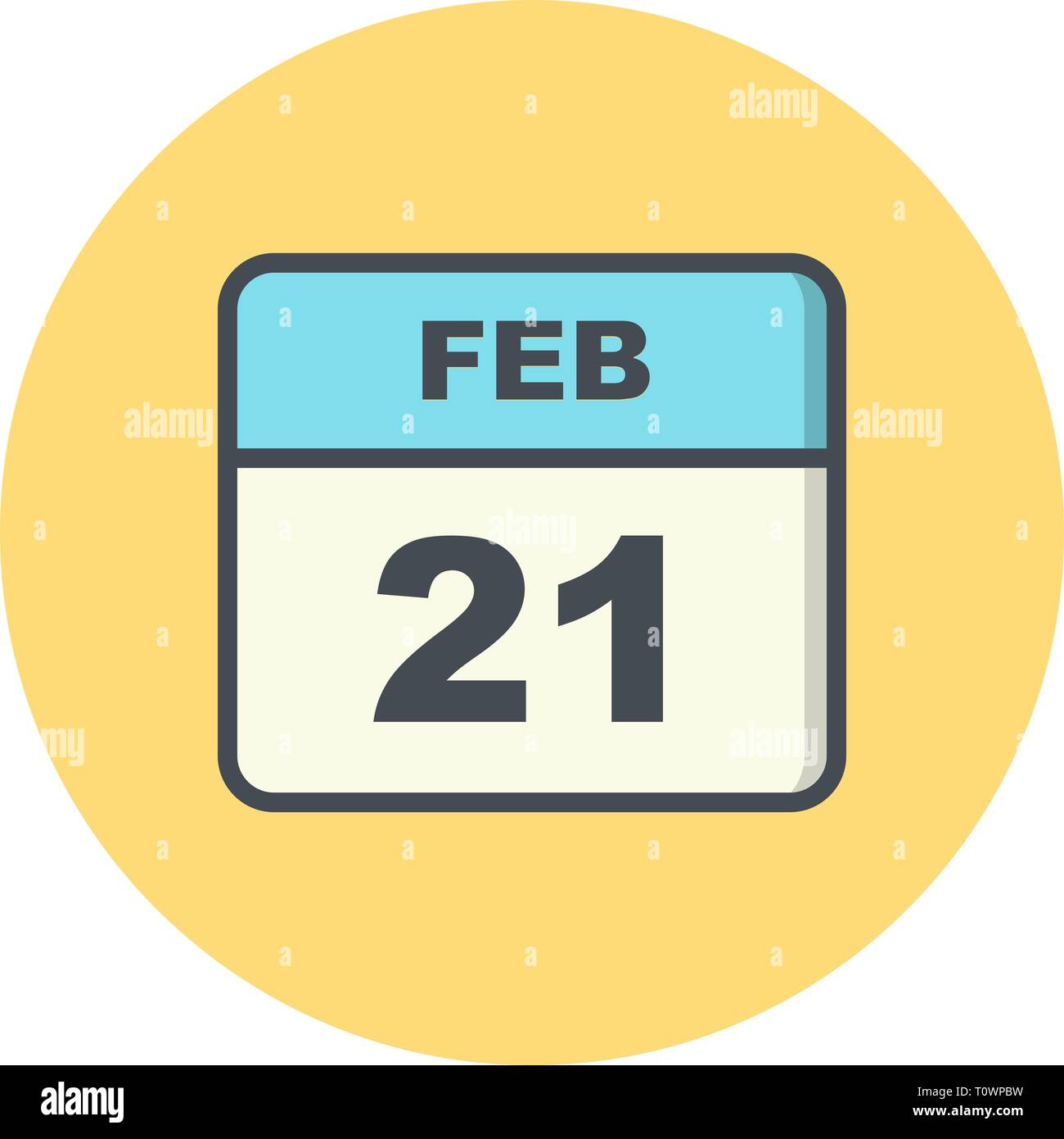 February 21st Date on a Single Day Calendar Stock Photo - Alamy