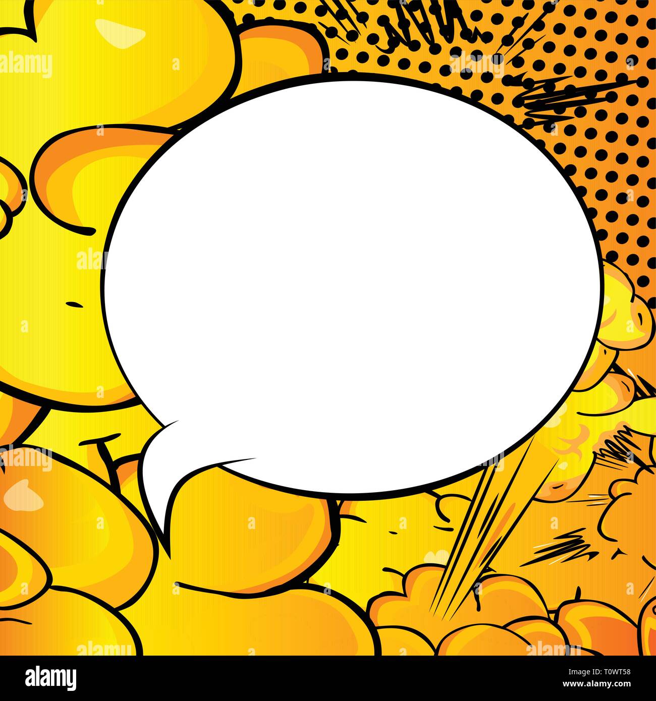 Vector illustrated retro comic book background with big blank speech ...