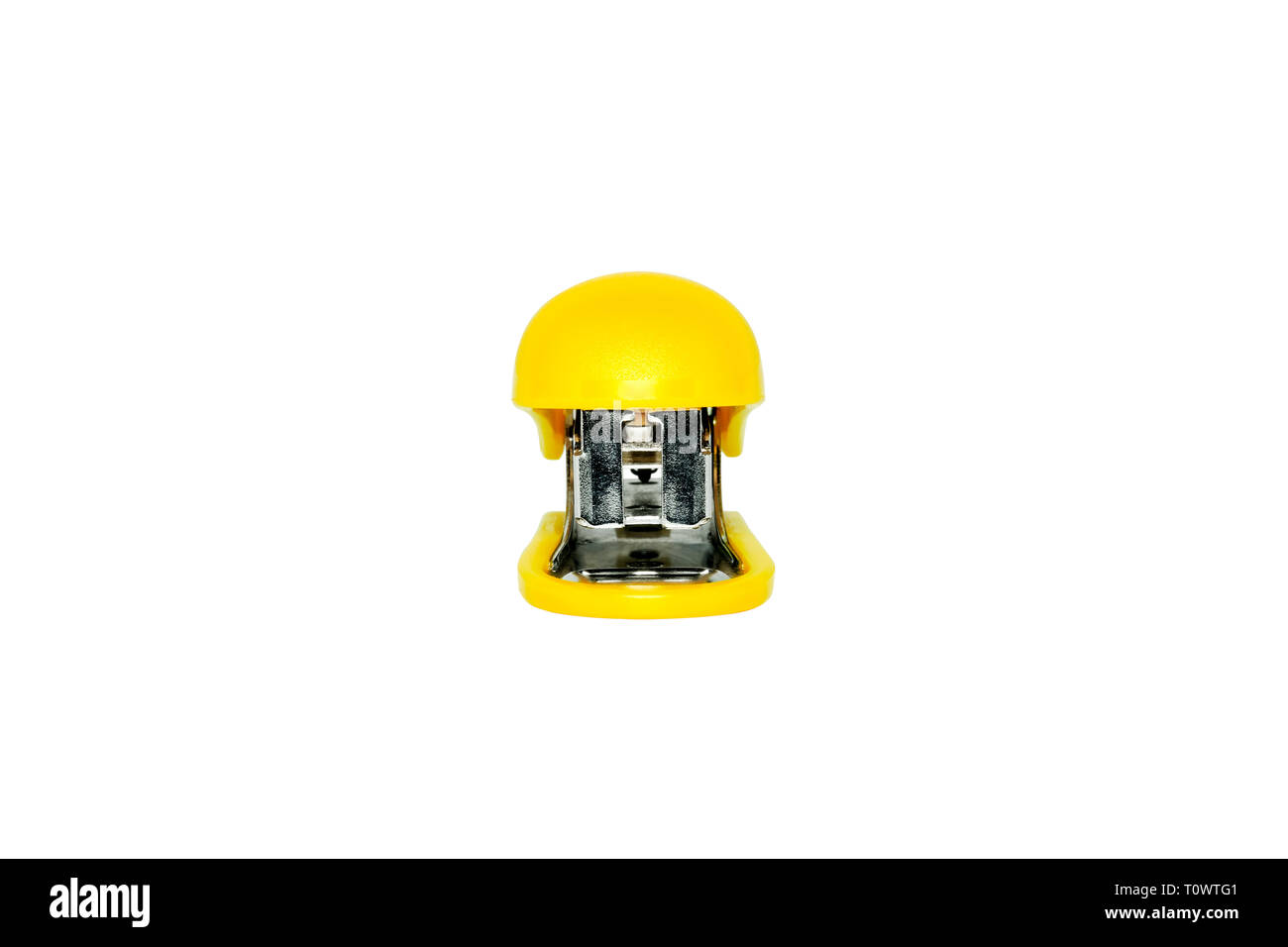 Yellow colored stapler closeup on white background 2019 Stock Photo