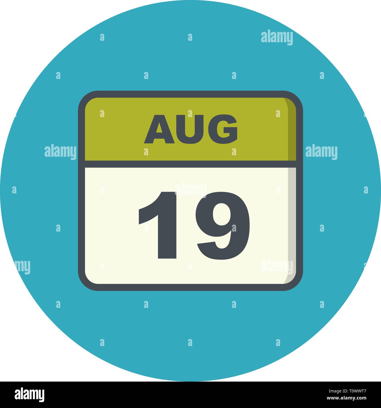 August 19th Date On A Single Day Calendar Stock Photo Alamy