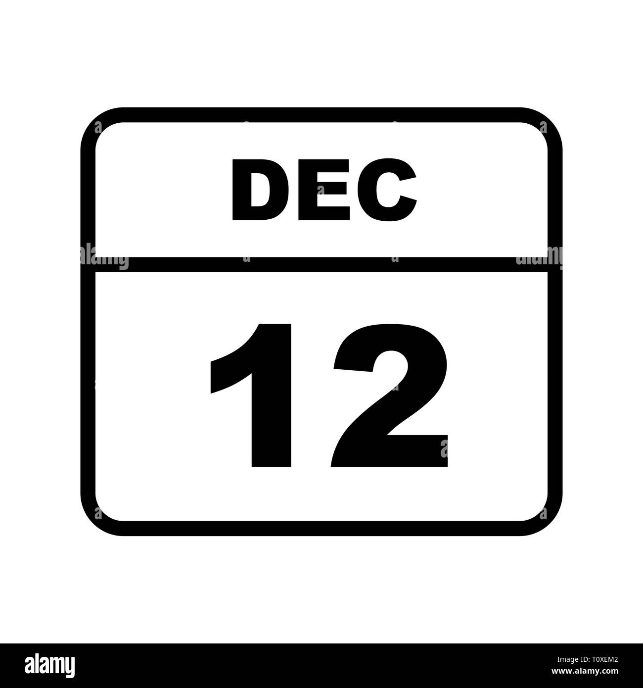 December 12th Date on a Single Day Calendar Stock Photo Alamy