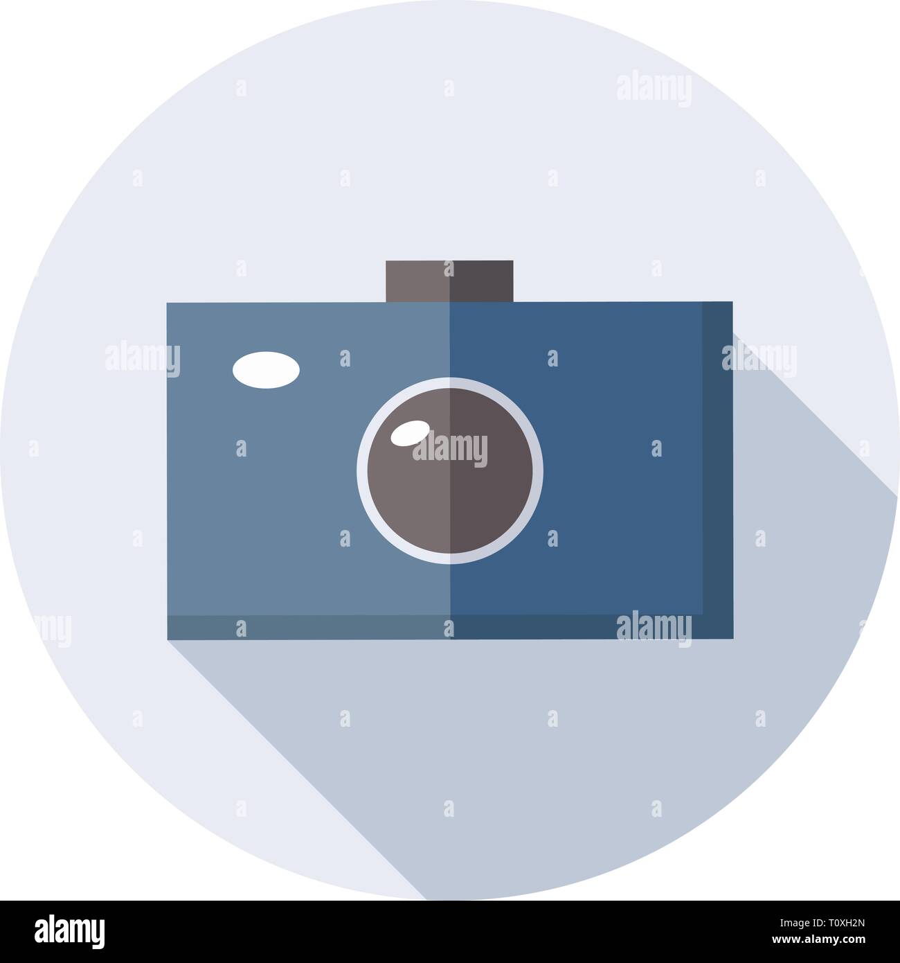 Camera icon with long shadow isolated on white background.  Stock Vector