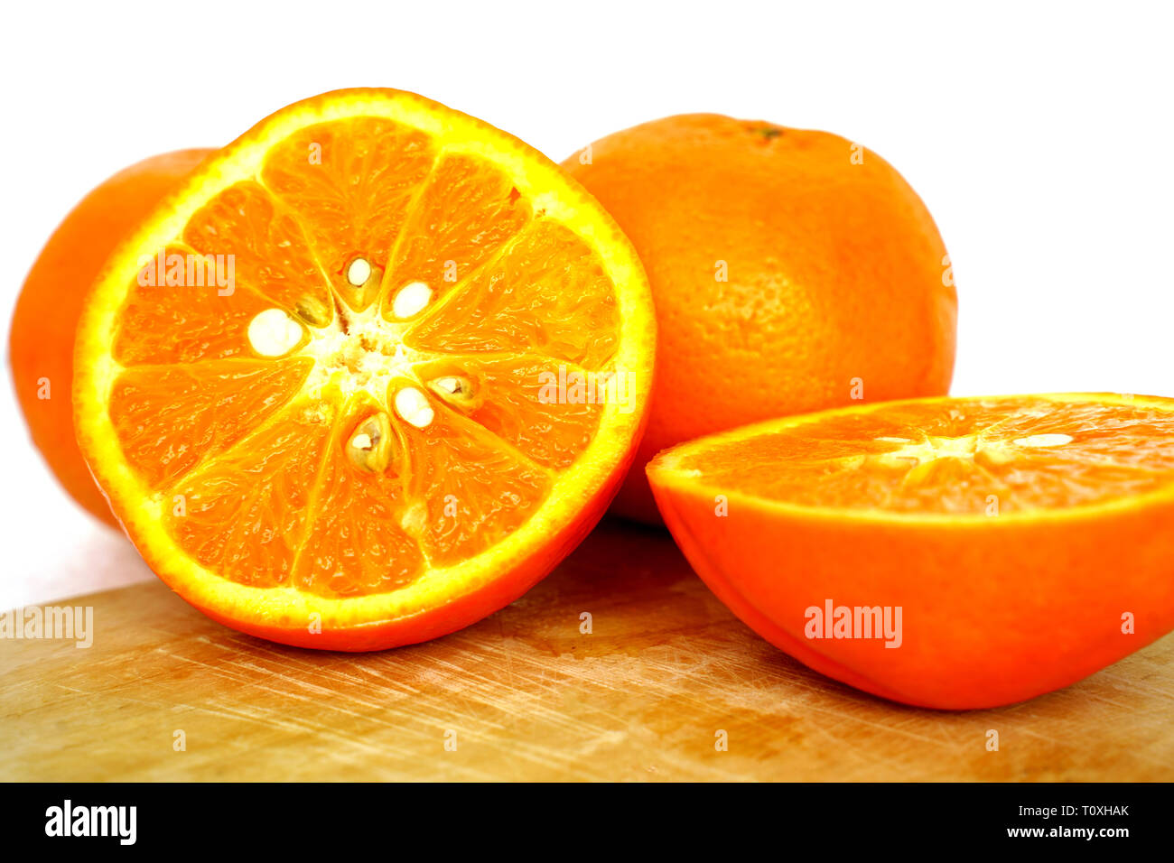 Golden orange isolated on white background with copy and paste space ...