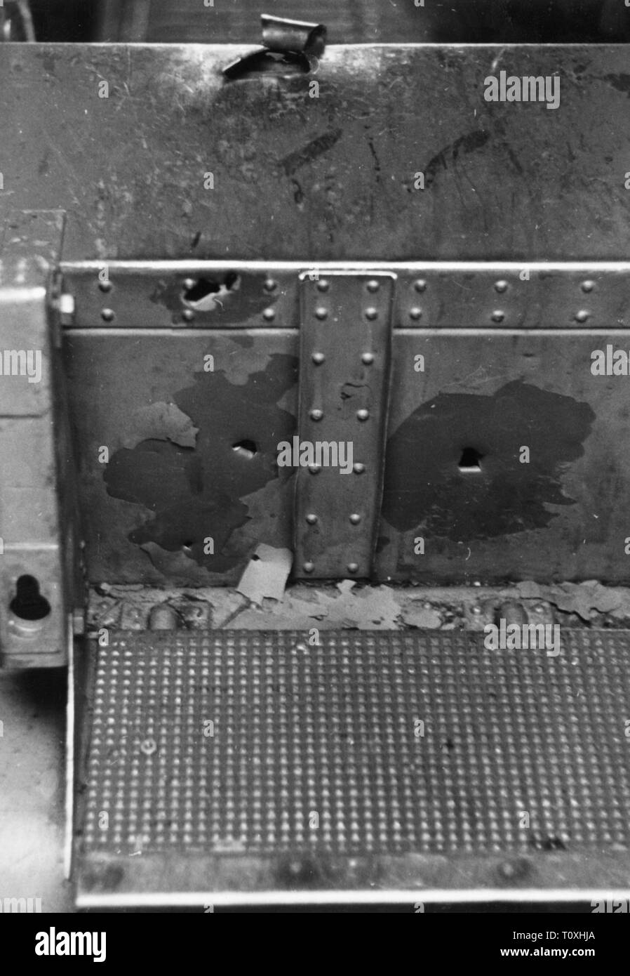 Second World War / WWII, Russia, bullet holes at a vehicle of the 3rd Luftwaffe War Correspondent Company, 1941 / 1942, Additional-Rights-Clearance-Info-Not-Available Stock Photo