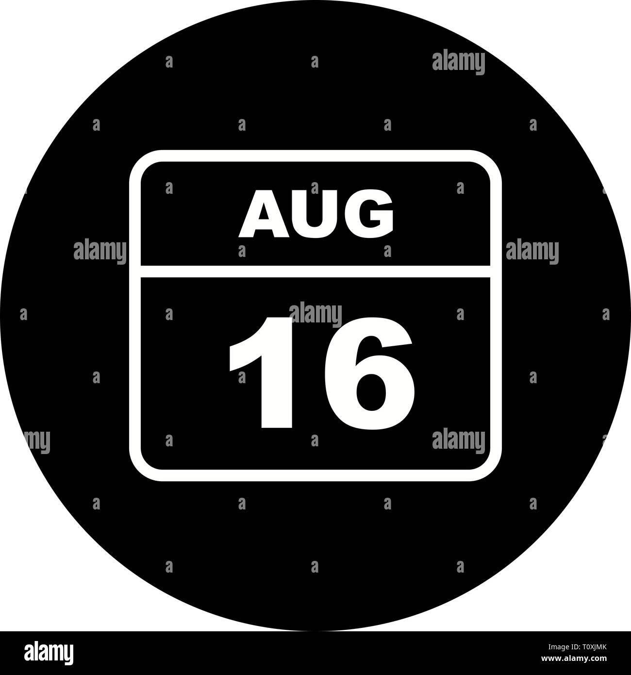 August 16th Date on a Single Day Calendar Stock Photo Alamy