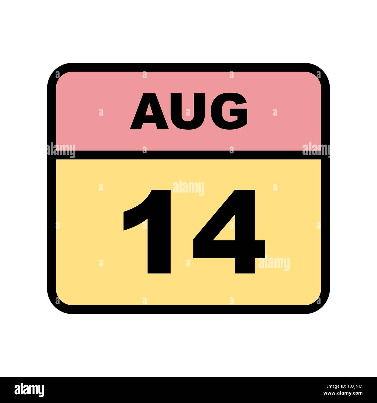 August 14th Date on a Single Day Calendar Stock Photo