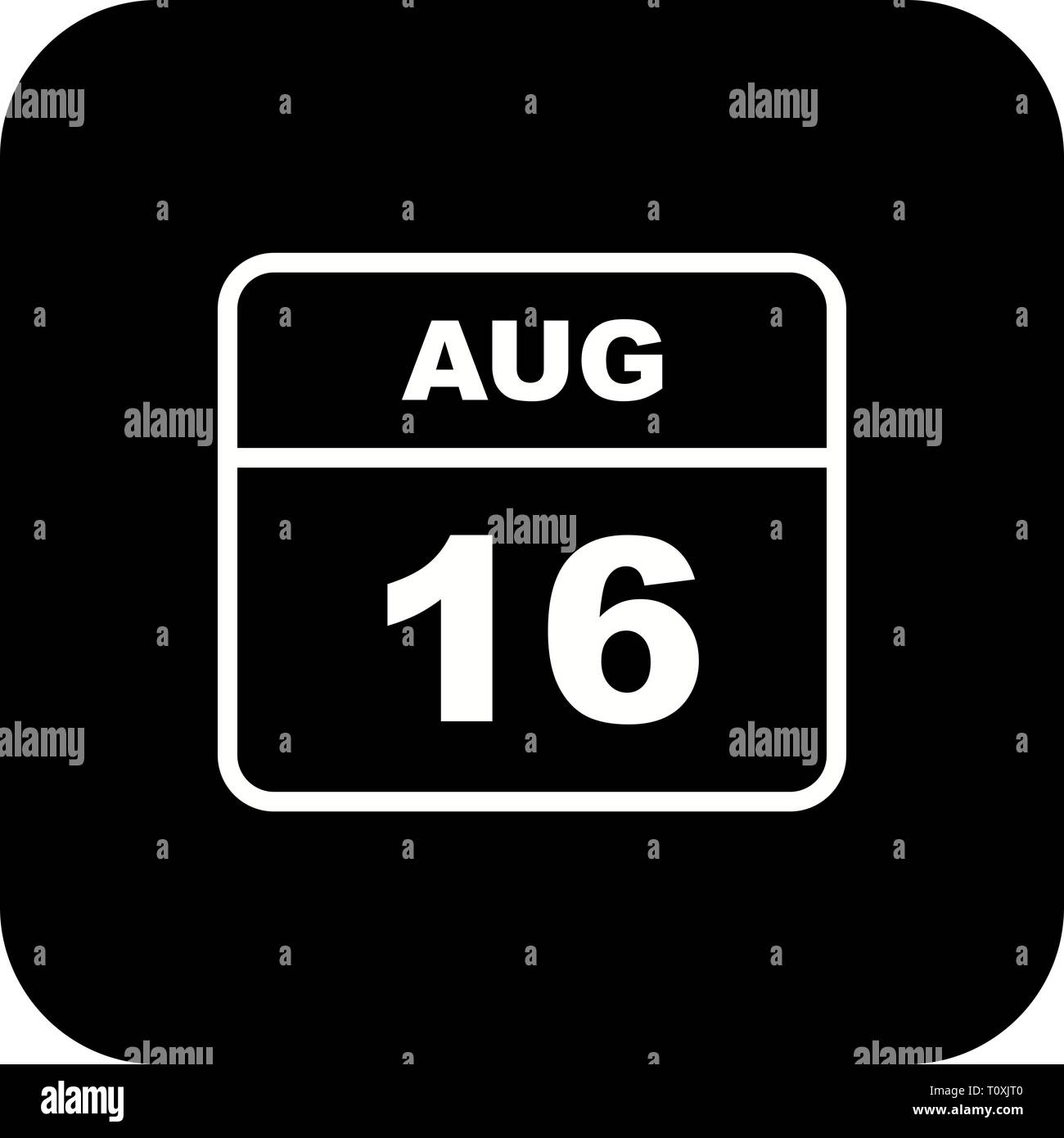 August 16th Date on a Single Day Calendar Stock Photo Alamy