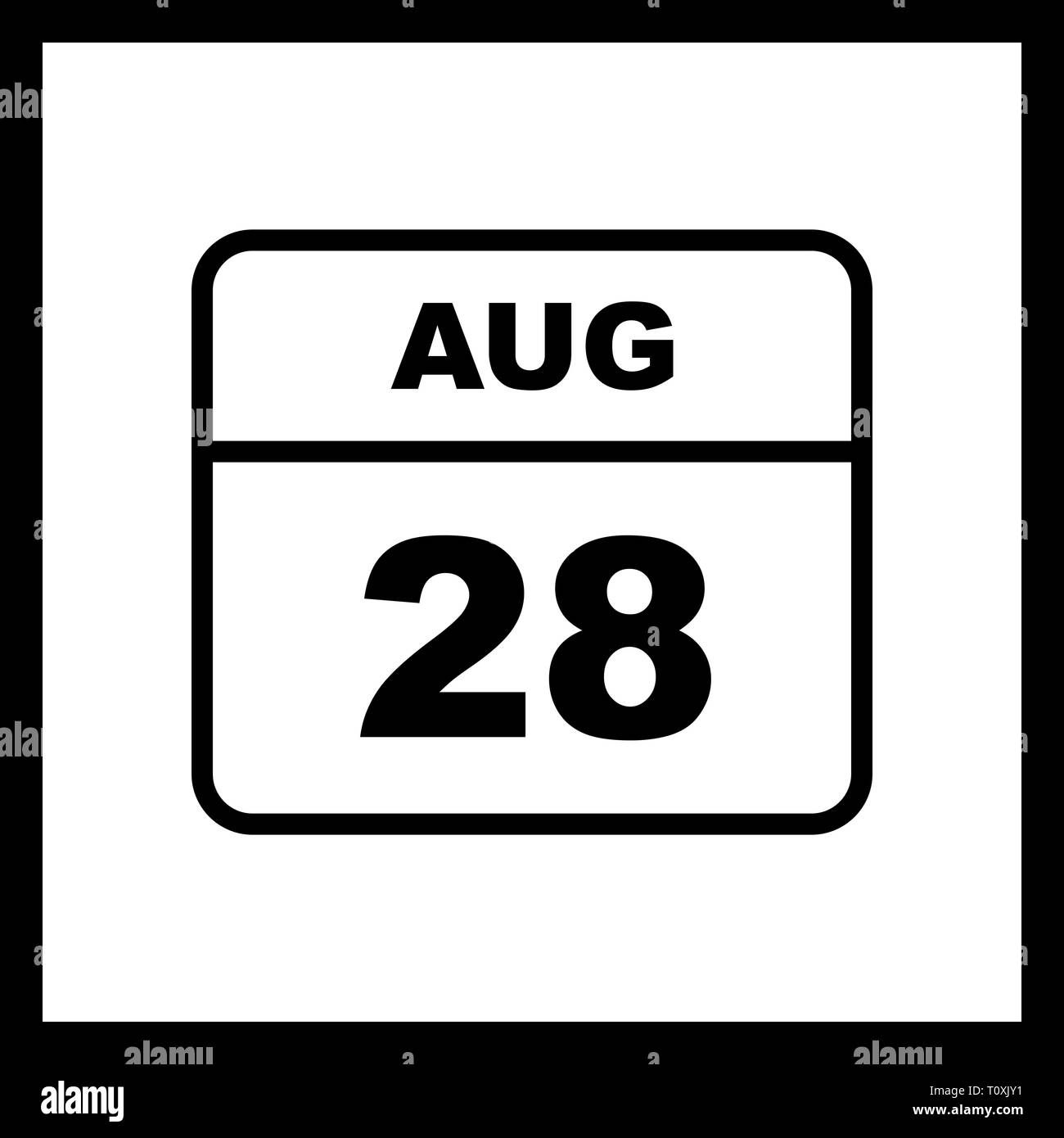 August 28th Date on a Single Day Calendar Stock Photo Alamy